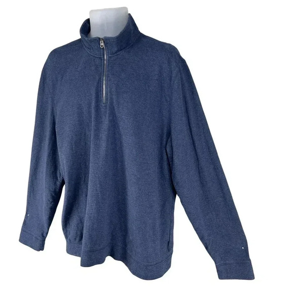 Calvin Klein Jeans Mens XL Blue 1/4 Zip Pullover Sweatshirt Minimalist Dad Wear - Picture 7 of 14